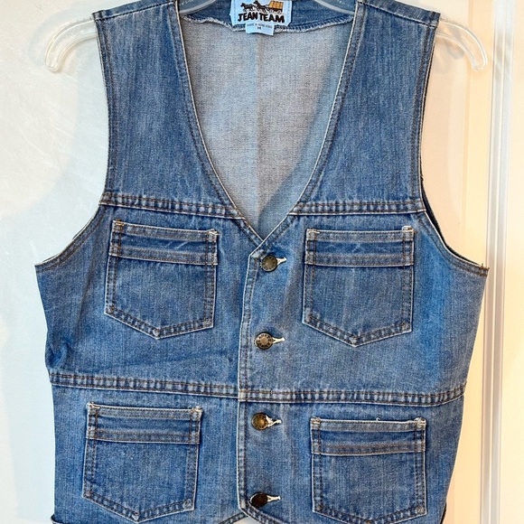 Vintage Jean Time Denim Jean Button Up Y2K Vest, size Medium - Picture 6 of 7